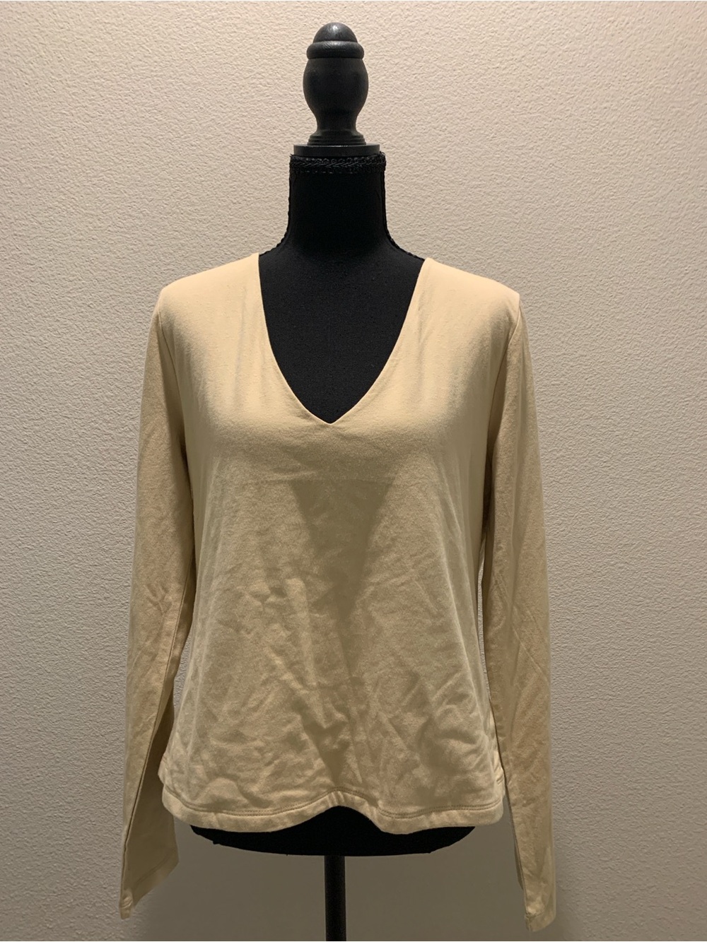 a new day V-Neck Long Sleeve Top in Beige (Size L)